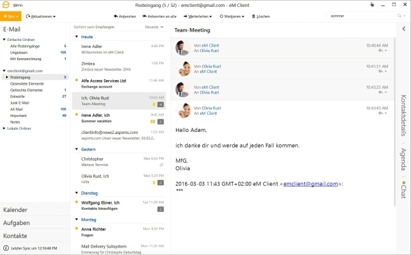 eM Client Posteingang