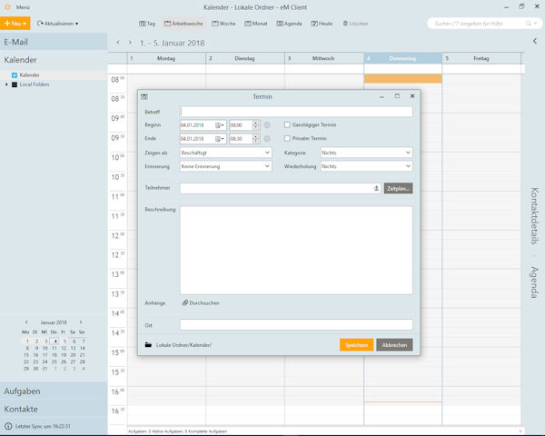 eM Client Kalender