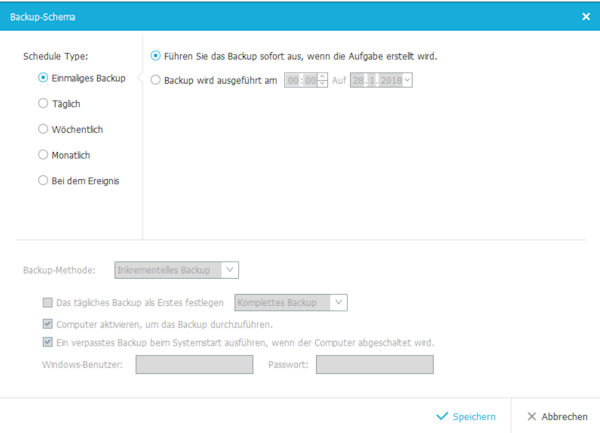 EseUS Todo Backup Home - Zeitplan für ein backup festlegen