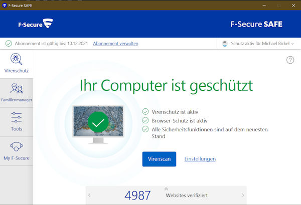 F-Secure SAFE Test - Virenschutz